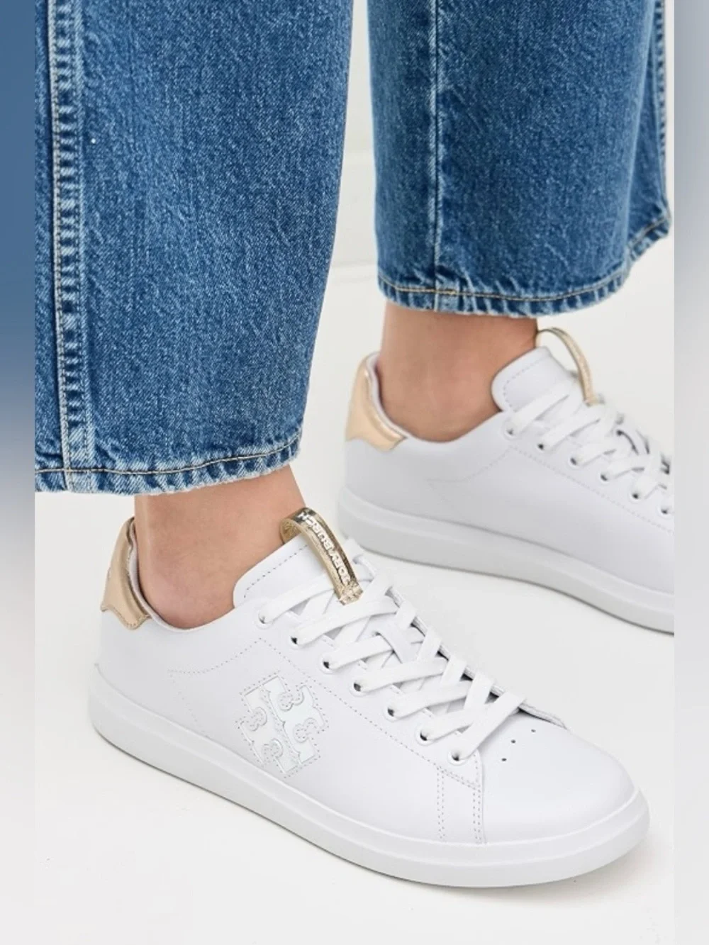 TORY BURCH  Double T Howell Lace Up Low Top Court Sneakers NWOT